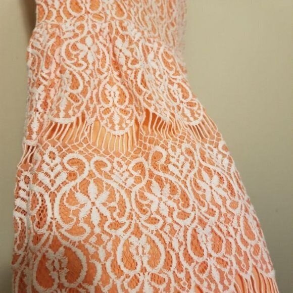 Altar'd State S Orange crochet Mini dress Cottagecore Bohemian peasant - Picture 12 of 12